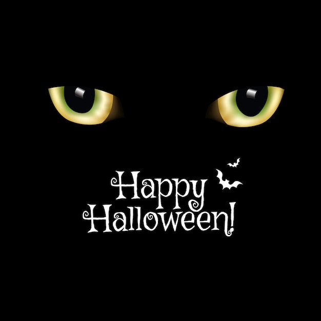 Black Card Happy Halloween met kattenogen