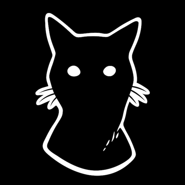 Testa di gatto nero del fumetto con gli occhi