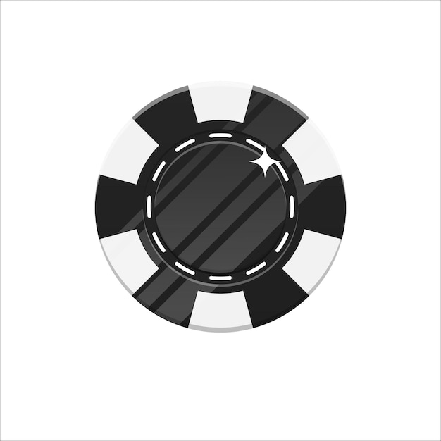 Black casino chip cartoon style isolated