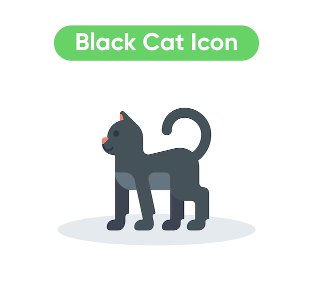 Black cat animal vector emoji icon illustration