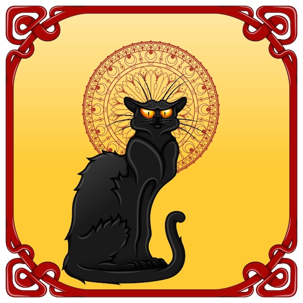 Черный кот мультяшный векторный дизайн