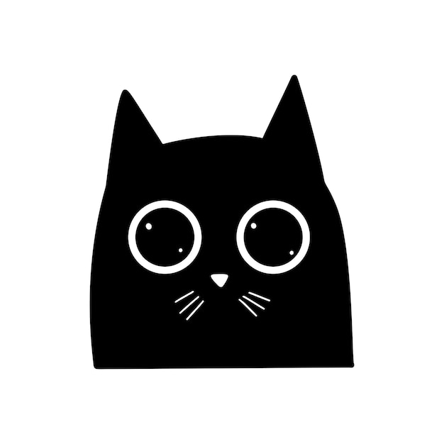 Black Cat Face Illustration