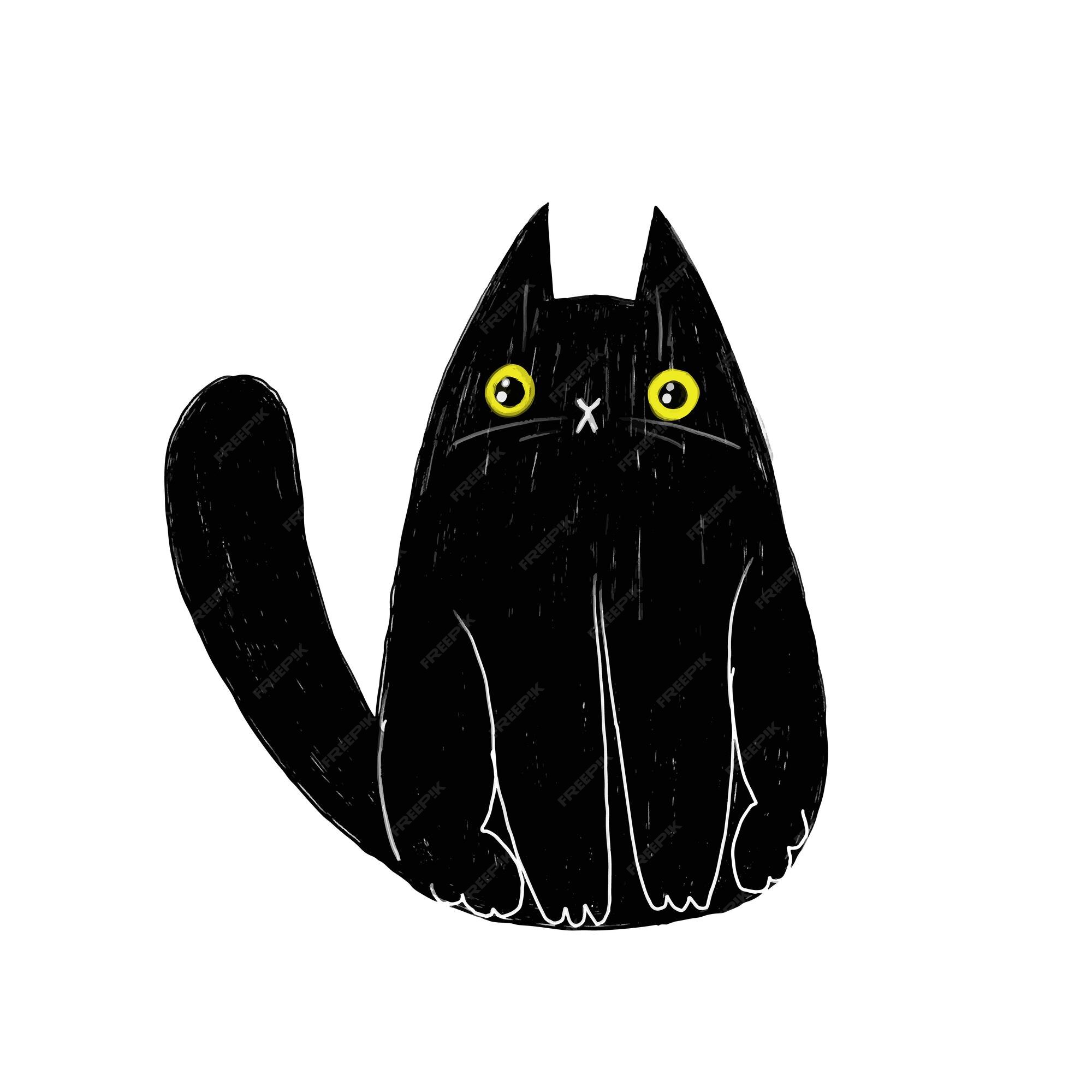 Cute Black Cat Icon. Funny Cartoon Character. Kawaii Animal. Tail