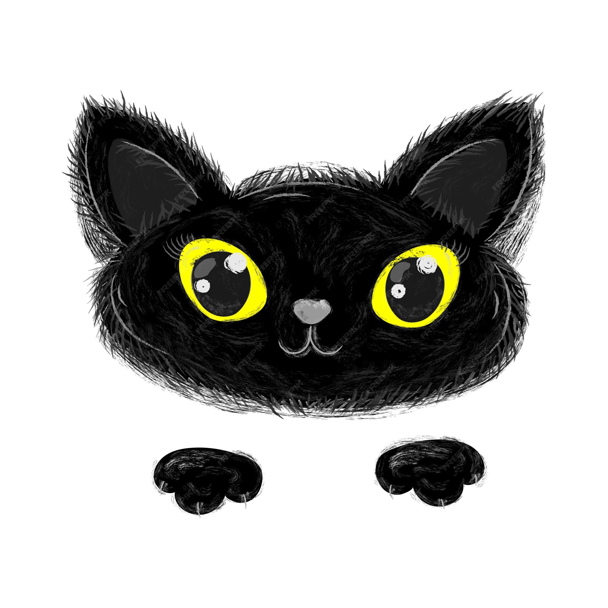 Black cat round face icon. Cute cartoon funny character. Kawaii