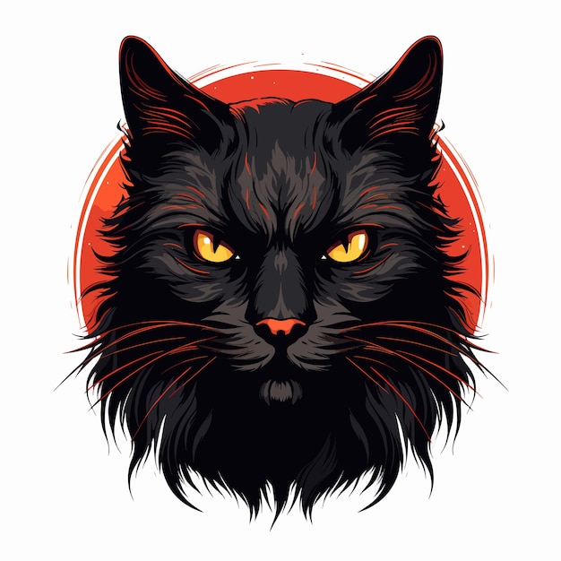 Black cat head vector illustration