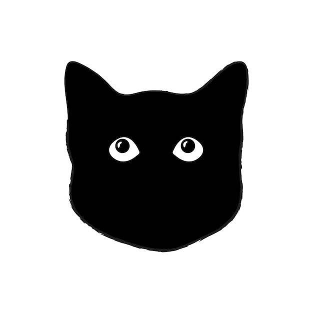 黒猫が隠れて覗く 車や冷蔵庫に貼るステッカー ベクターイラスト