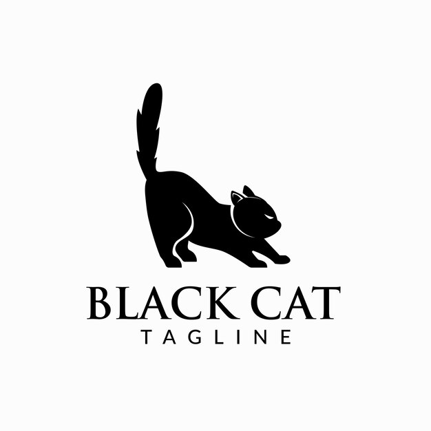 Black cat logo design template