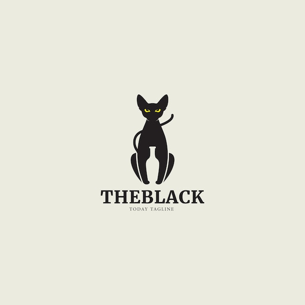 Black cat logo design vector graphic icon symbol illustration