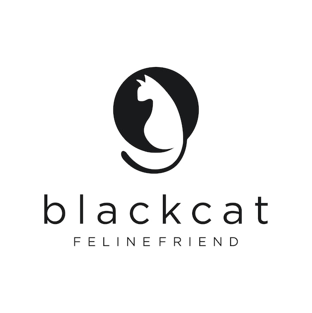 Black cat logo silhouette design