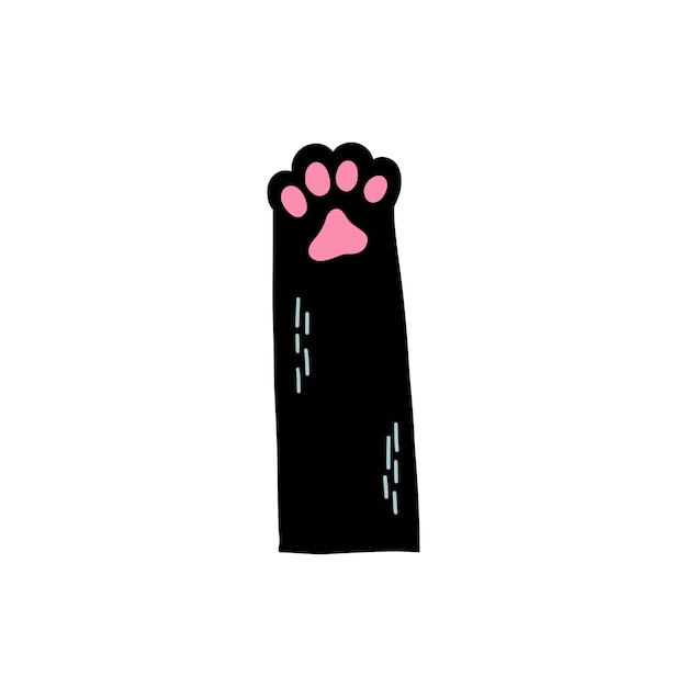 Vector black cat's paw illustration isolated on white background