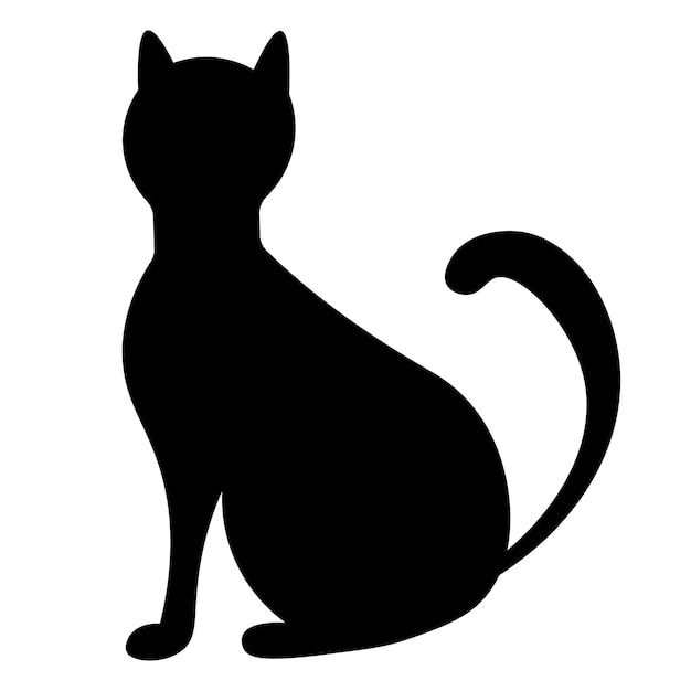 Вектор Черный кот. силуэт. домашнее животное. мурлыкающее существо с усами. пушистое животное. черная пятница
