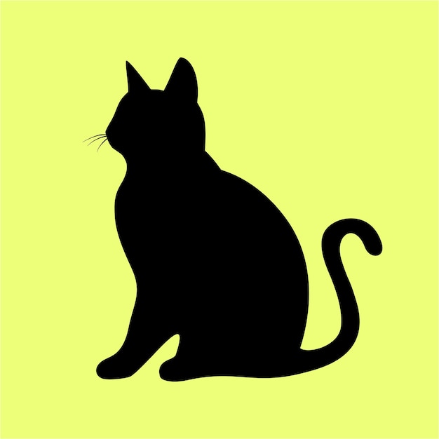 Vettore silhouette gatto nero il gatto è seduto gatto domestico su uno sfondo isolato illustrazione vettoriale