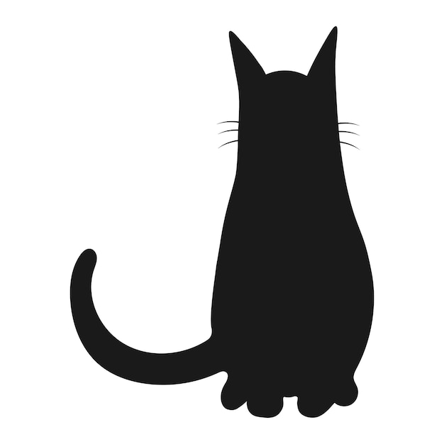 A black cat silhouette with a white background