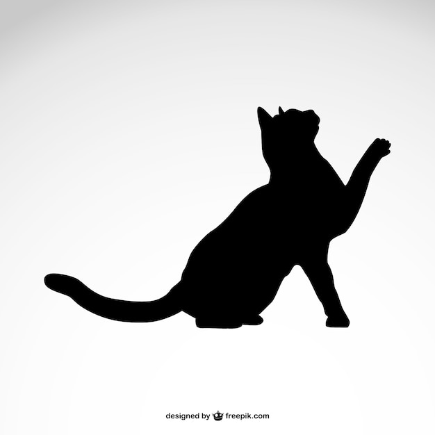 Gatto nero silhouette vettoriali gratis