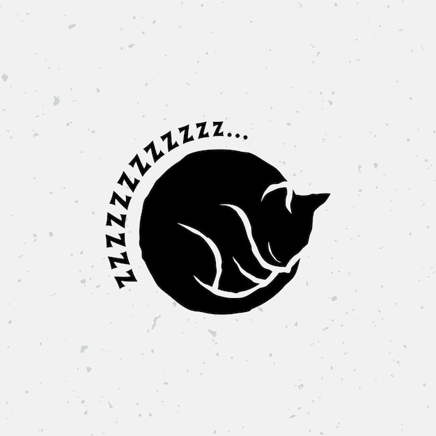 black cat sleep logo vector premium