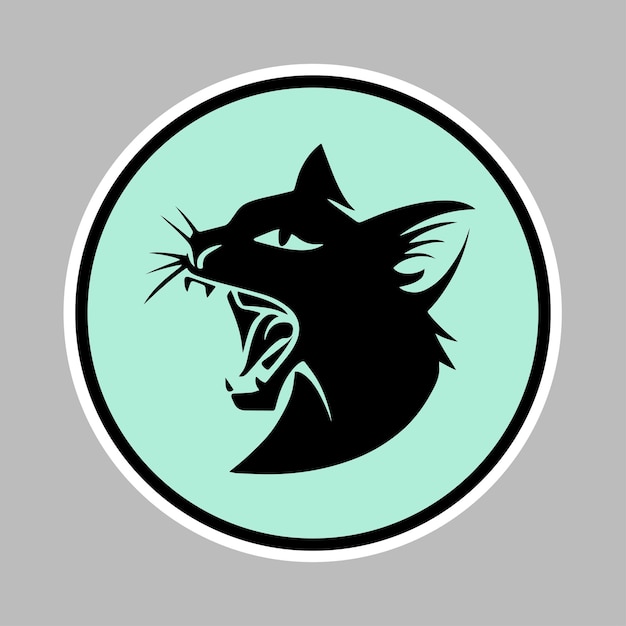 Black cat sticker for design websites, applications or social network communication.