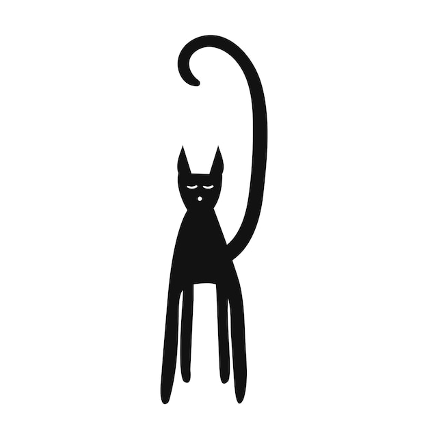 黒猫ベクトル イラスト 手描き落書きスタイル黒猫ステッカー装飾グリーティング カードのデザイン