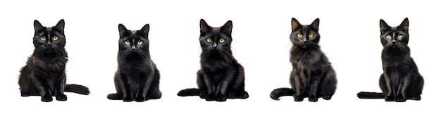 Vector black cat vector set isolated on white background