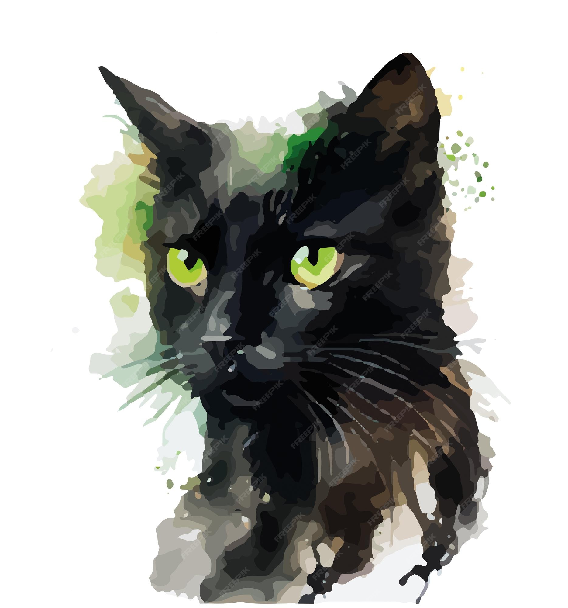 Premium Vector Black Cat With Blue Eyes Green Eyes Black Cat With premium-vector-black-cat-with-blue-eyes-green-eyes-black-cat-with