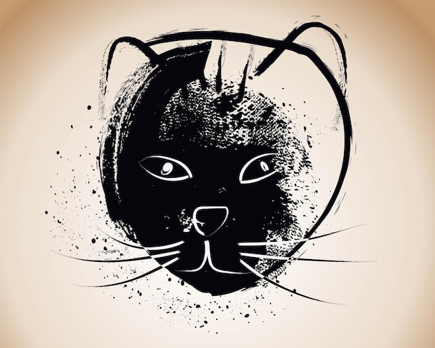 a black cat with a head that says a on it