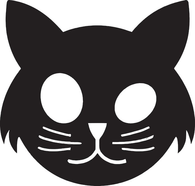 Vector black cat with white eyes and a black cat face.