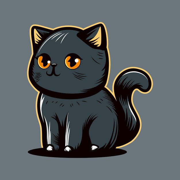 Black cat icon flat style. Isolated on yellow background. Vector  illustration 6330054 Vector Art at Vecteezy