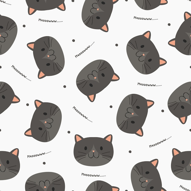 Black cats seamless pattern.