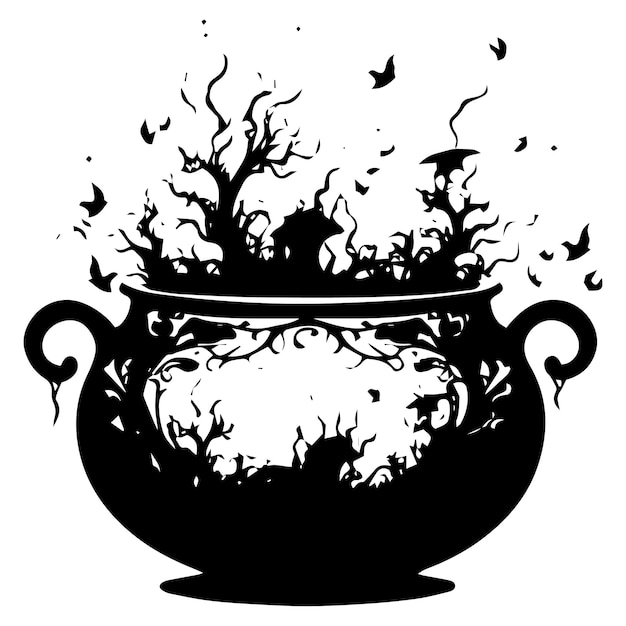 Black Cauldron Silhouette vector Illustration