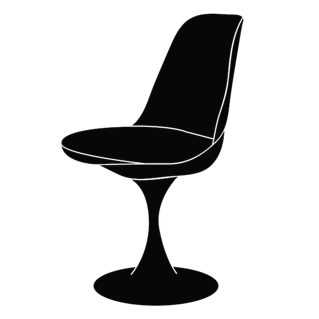 A black chair with a white background and the bottom of the chair is a black silhouette.