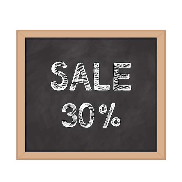 Black chalkboard with the inscription sale thirty percent discount