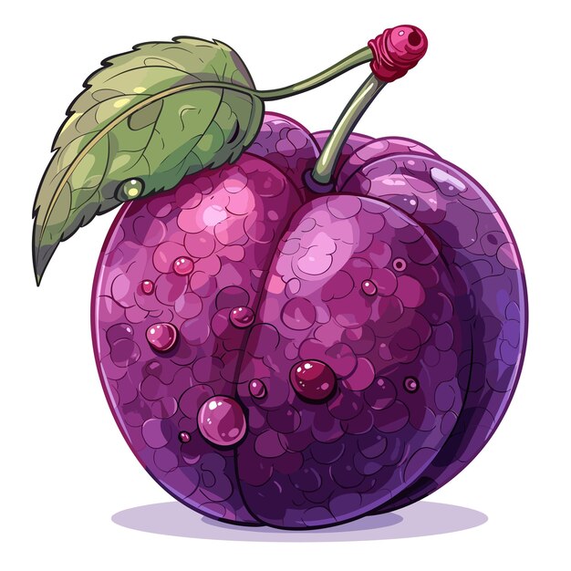Black cherry plum flat colors cartoon icon isolato su trasparente