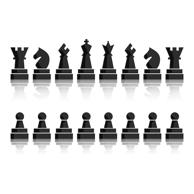 Black chess board figures icon set