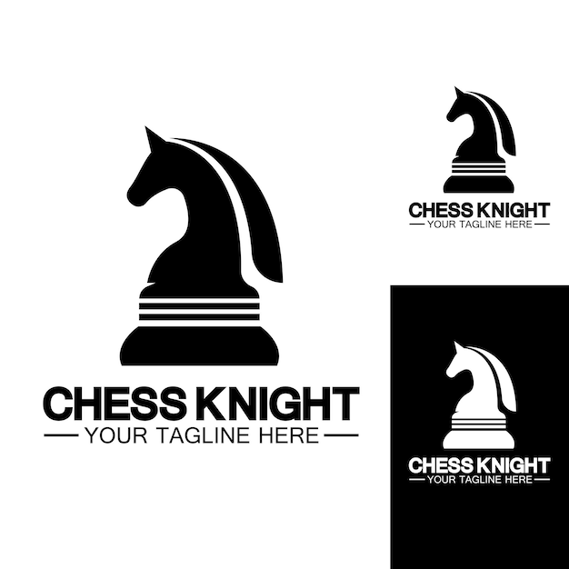 Black Chess Knight Horse silhouet logo vector ontwerpsjabloon