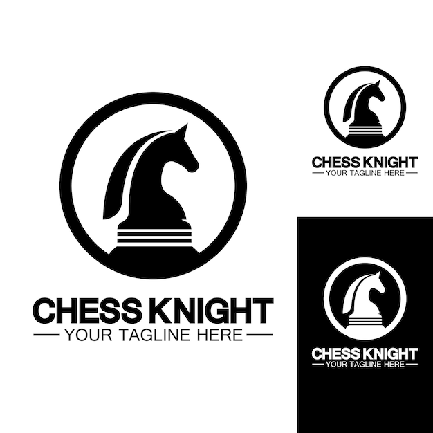 Black Chess Knight Horse silhouet logo vector ontwerpsjabloon