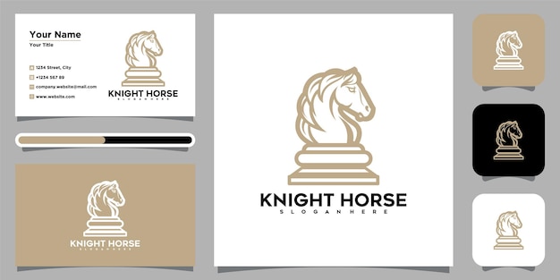 Vector black chess knight horse stallion silhouet logo ontwerp