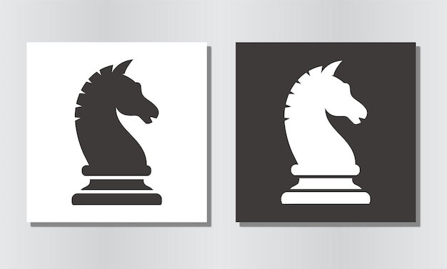 Nero scacchi cavaliere cavallo stallone silhouette icona logo design