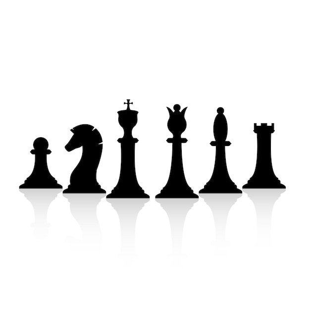 Vector black chess pieces set