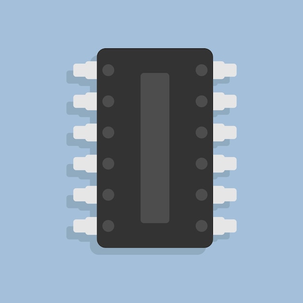 Black chipset illustration in flat cartoon style