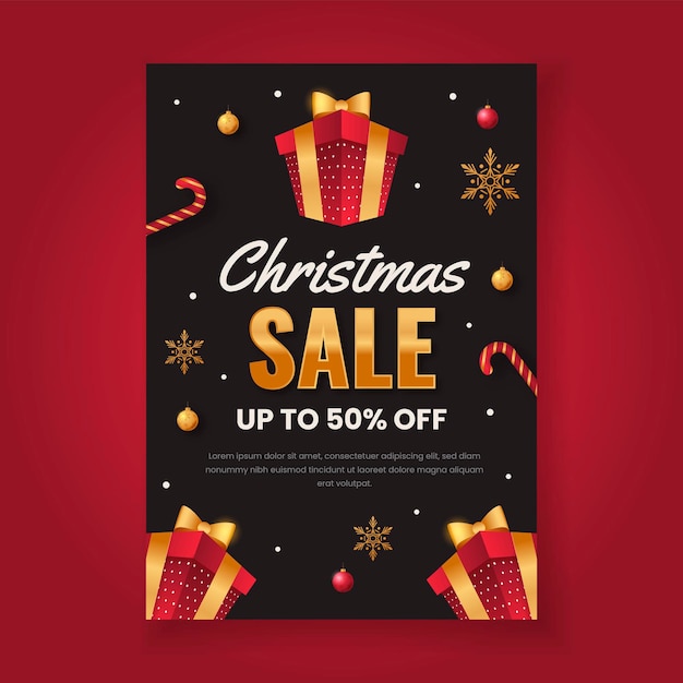 Black christmas sale poster design template