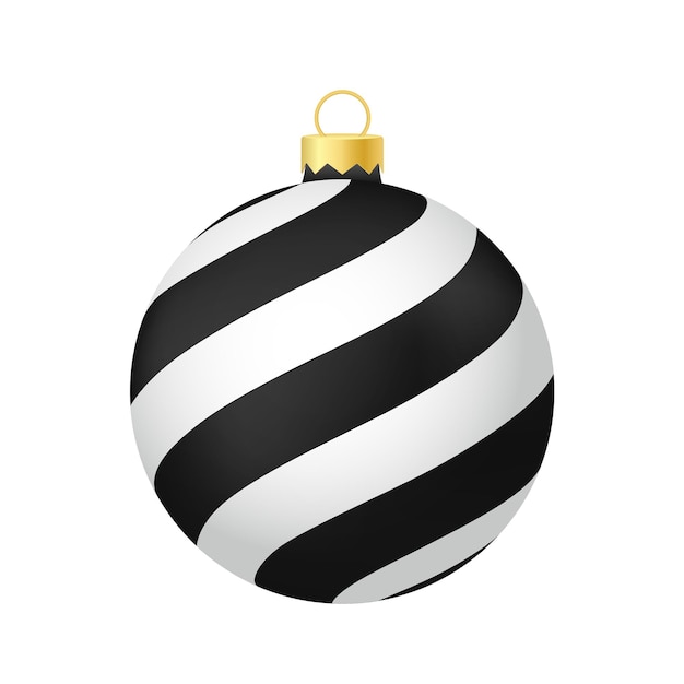 Black Christmas tree toy or ball Volumetric and realistic color illustration