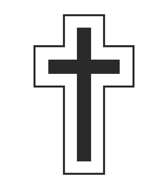 black church cross on white background