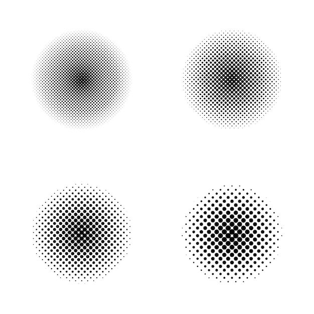 Vector black circle halftone spots vector illustration