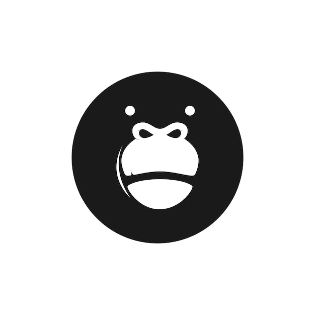 Черный круг с дизайном логотипа лица гориллы векторный графический символ значок знак иллюстрации творческий