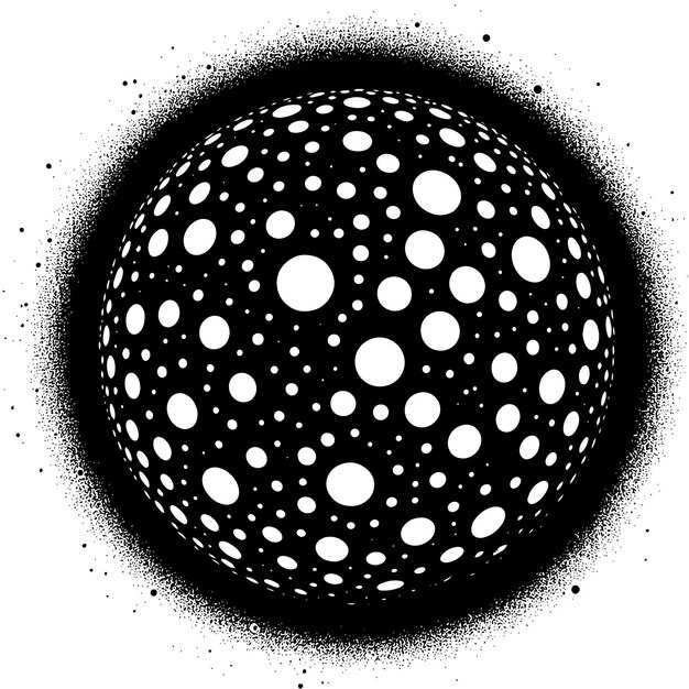 a black circle with white dots and a black circle with white dots