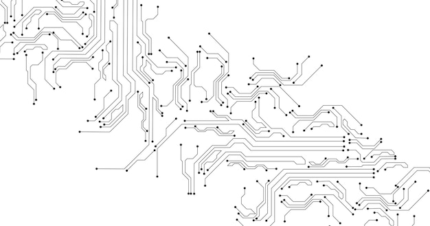 Black circuit diagram on white background