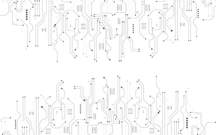 Vector black circuit diagram on white background