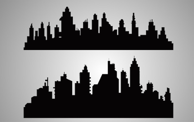 Black city silhouette landscape vector illustration