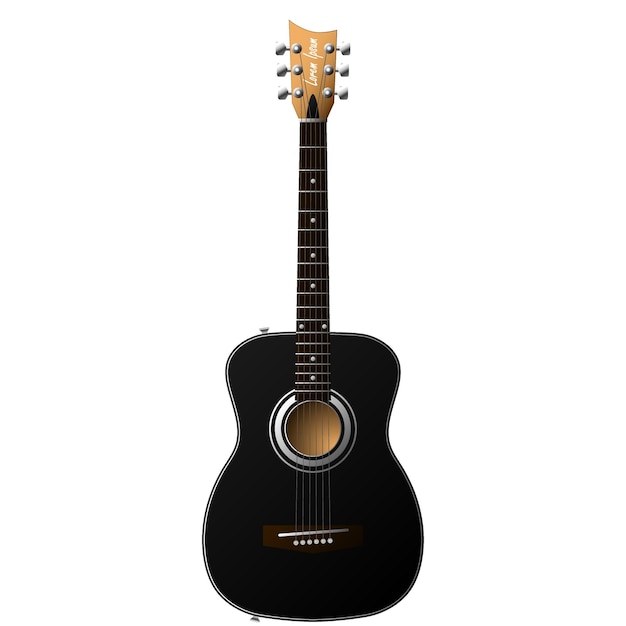 Black classical acoustic guitar illustration