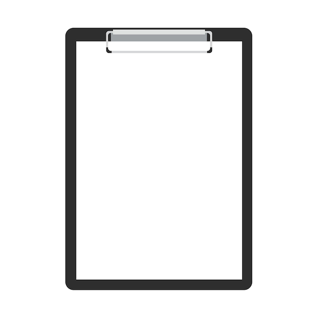 Black clipboard with blank white sheet Vector illustration