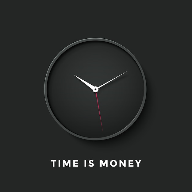 Черные часы с сообщением Time is Money